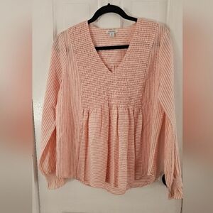 Sundance Julia Coral and white striped blouse top